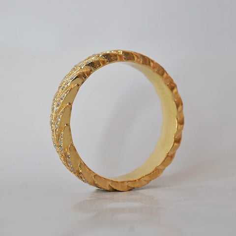 Round Stones Feather Style Men's Wedding Band 2 Round Stones Feather Style Men's Wedding Band 2