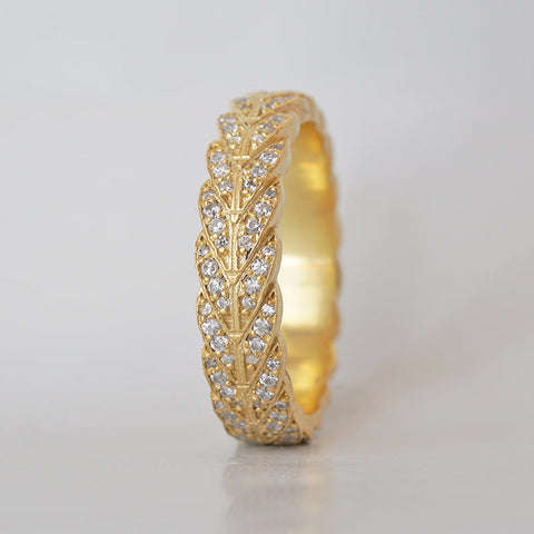 Round Stones Feather Style Men's Wedding Band 6 Round Stones Feather Style Men's Wedding Band 6