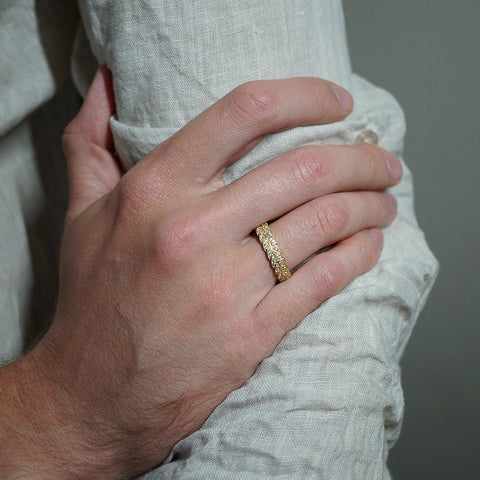 Round Stones Feather Style Men's Wedding Band 4 Round Stones Feather Style Men's Wedding Band 4