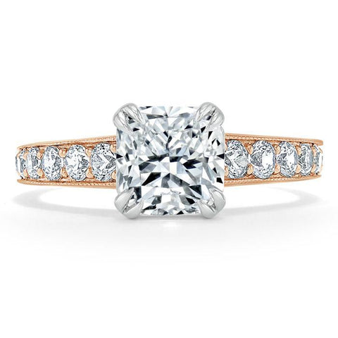 1.5 CT Cushion Cut Solitaire Channel Pave Moissanite Engagement Ring 7 1.5 CT Cushion Cut Solitaire Channel Pave Moissanite Engagement Ring 7