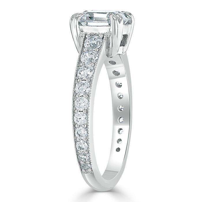 1.5 CT Cushion Cut Solitaire Channel Pave Moissanite Engagement Ring 3 1.5 CT Cushion Cut Solitaire Channel Pave Moissanite Engagement Ring 3