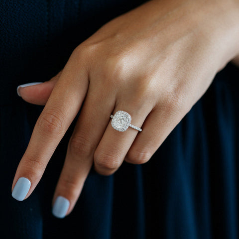 2.0 CT Cushion Halo Pave Setting Moissanite Engagement Ring 1 2.0 CT Cushion Halo Pave Setting Moissanite Engagement Ring 1