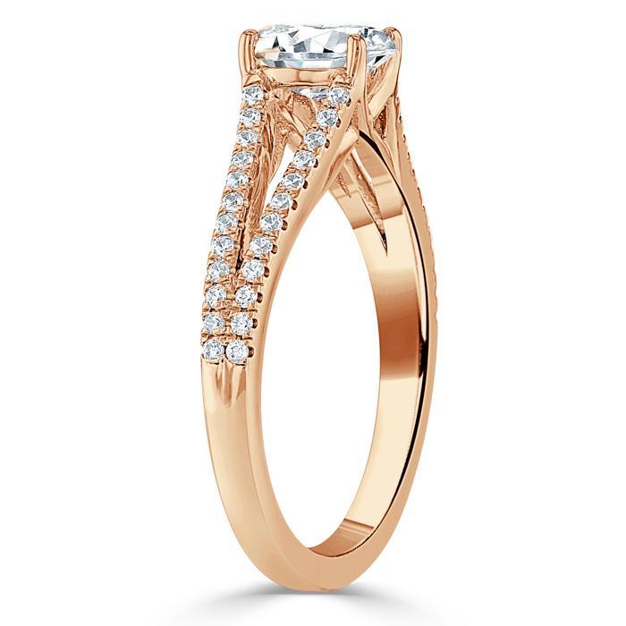 0.75 CT Oval Cut Solitaire Split Shank Style Moissanite Engagement Ring 8