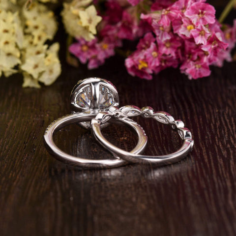1.50 CT Oval Cut Halo Moissanite Bridal Ring Set 6 1.50 CT Oval Cut Halo Moissanite Bridal Ring Set 6