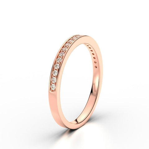 0.16 CT Round Shaped Moissanite Half Eternity Style Wedding Band 3 0.16 CT Round Shaped Moissanite Half Eternity Style Wedding Band 3