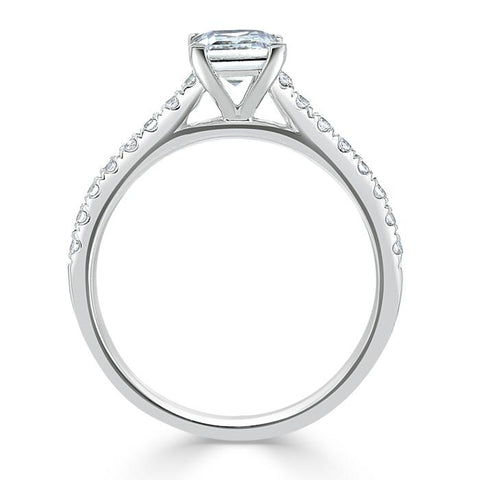 1.0 CT Princess Cut Solitaire Pave Setting Moissanite Engagement Ring 4 1.0 CT Princess Cut Solitaire Pave Setting Moissanite Engagement Ring 4