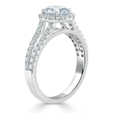 1.35 Round Cut Halo Split Shank Setting Moissanite Engagement Ring 3 1.35 Round Cut Halo Split Shank Setting Moissanite Engagement Ring 3