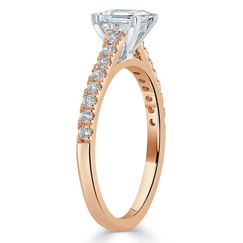 1.0 CT Princess Cut Solitaire Pave Setting Moissanite Engagement Ring 8 1.0 CT Princess Cut Solitaire Pave Setting Moissanite Engagement Ring 8