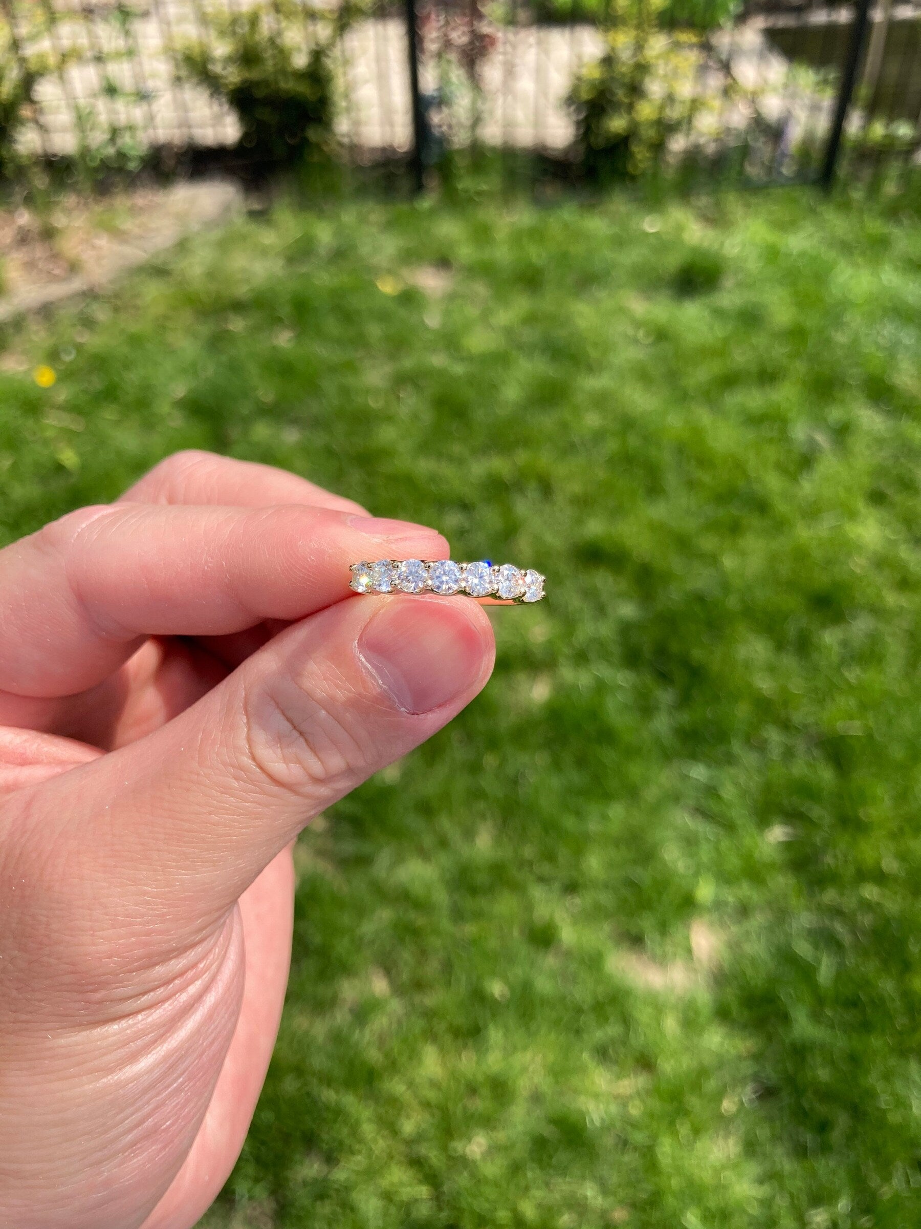 1.40 TCW Round Shaped Moissanite Five Stones Wedding Band 1 1.40 TCW Round Shaped Moissanite Five Stones Wedding Band 1