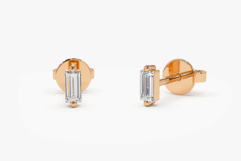 0.15 CT Baguette Shaped Moissanite Stud Style Earrings 0.15 CT Baguette Shaped Moissanite Stud Style Earrings