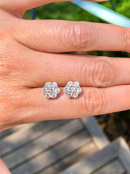 1.40 TCW Round Shaped Moissanite Floral Stud Style Earrings