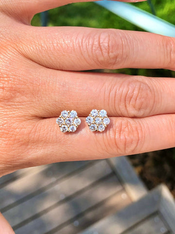 1.40 TCW Round Shaped Moissanite Floral Stud Style Earrings 1.40 TCW Round Shaped Moissanite Floral Stud Style Earrings