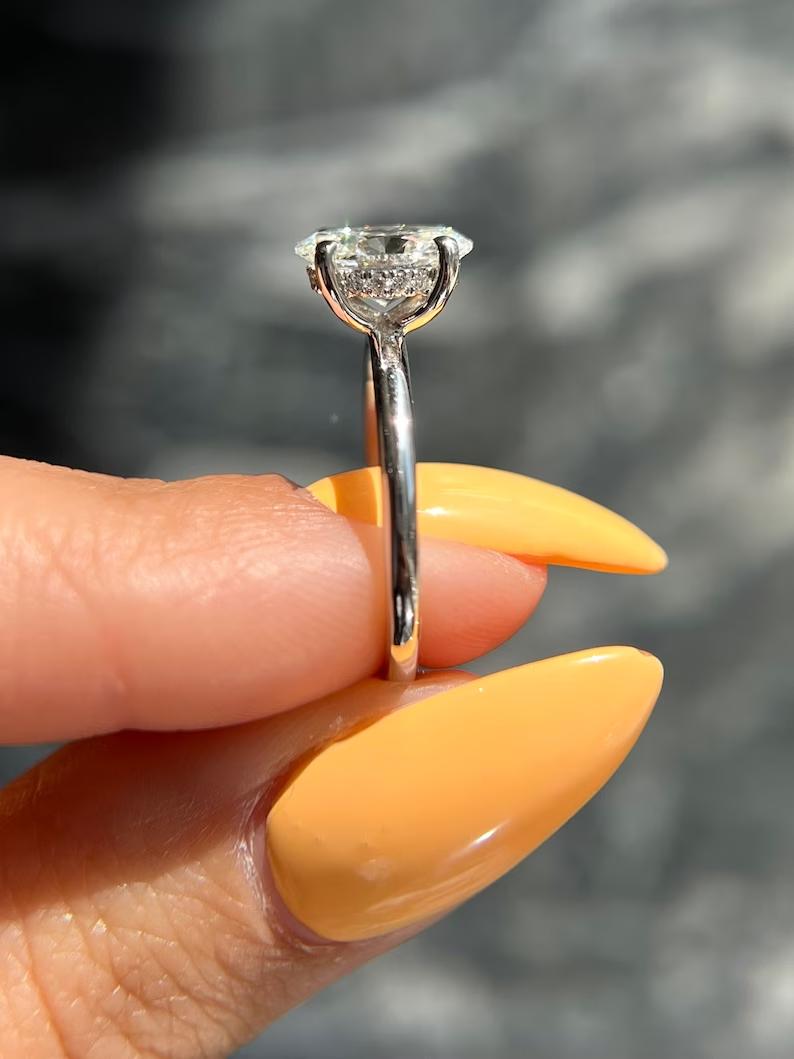 Oval Hidden Halo Lab Grown Diamond Engagement Ring