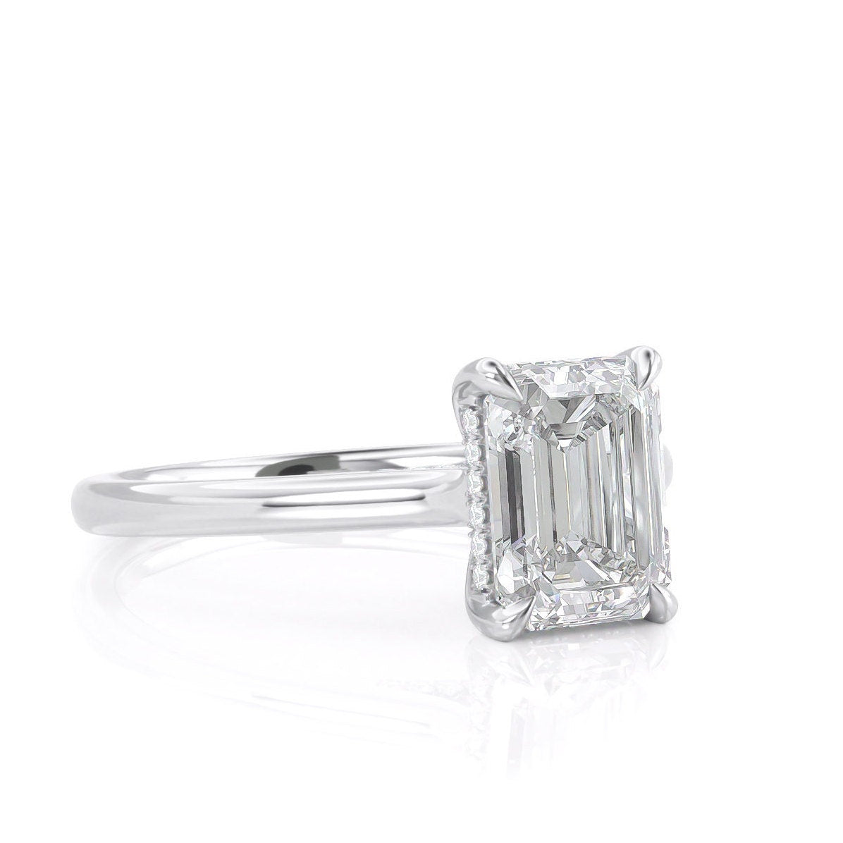 1.5 CT Emerald Solitaire & Hidden Halo Moissanite Engagement Ring 8 1.5 CT Emerald Solitaire & Hidden Halo Moissanite Engagement Ring 8