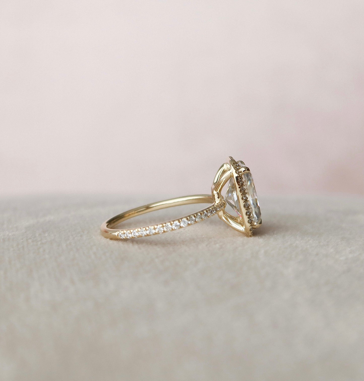 3.5 CT Radiant Halo Style Moissanite Engagement Ring 4