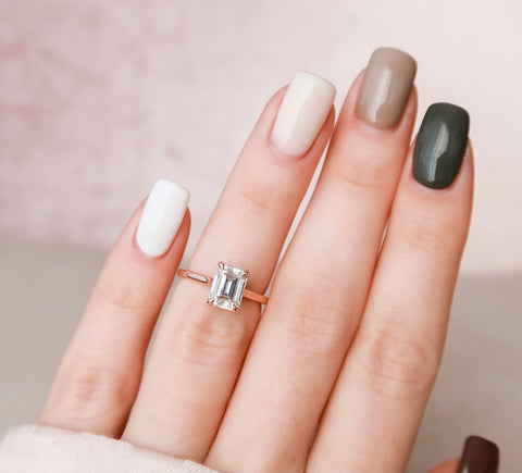 1.5 CT Emerald Solitaire & Hidden Halo Moissanite Engagement Ring 2 1.5 CT Emerald Solitaire & Hidden Halo Moissanite Engagement Ring 2