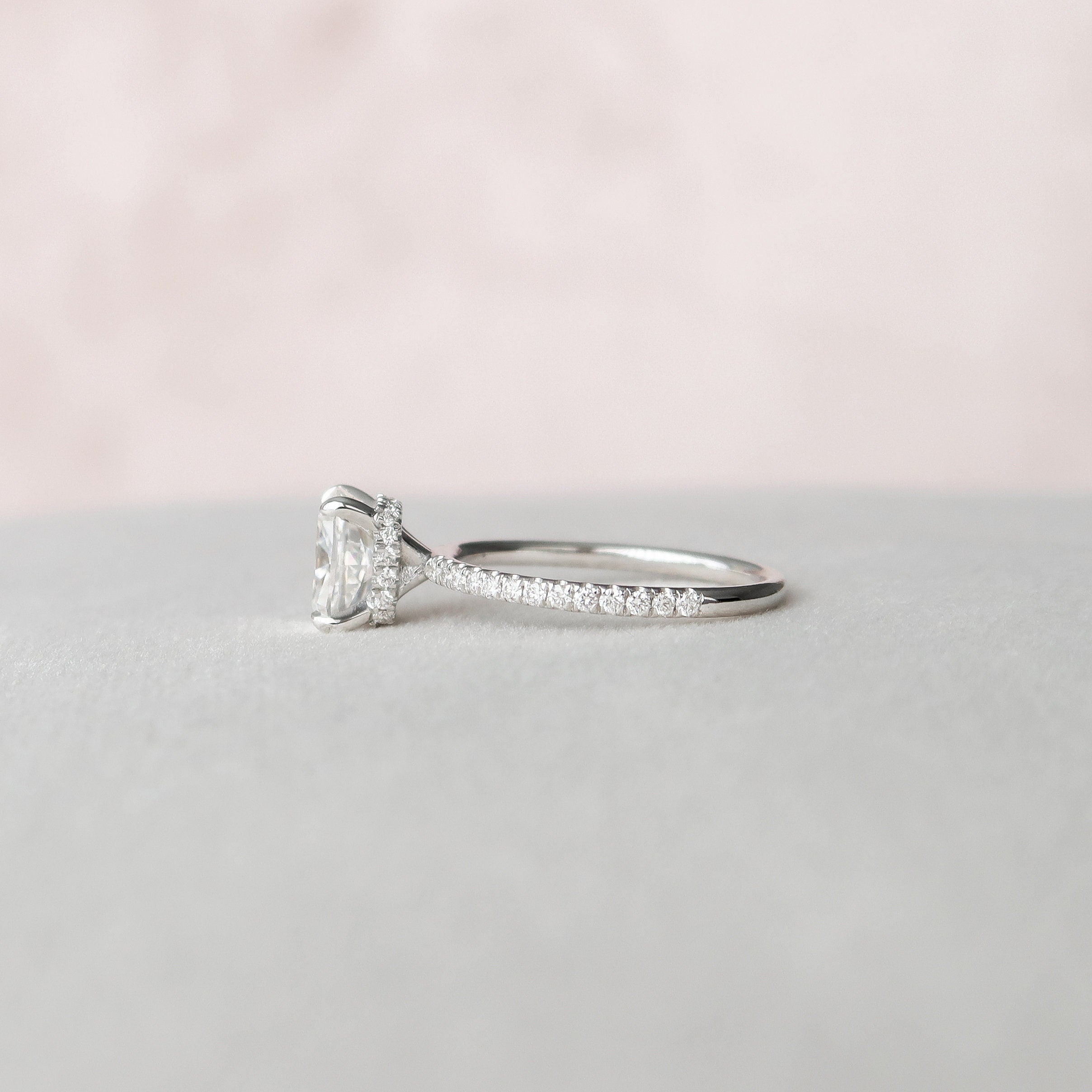 1.5 CT Cushion Hidden Halo Pave Moissanite Engagement Ring 6 1.5 CT Cushion Hidden Halo Pave Moissanite Engagement Ring 6