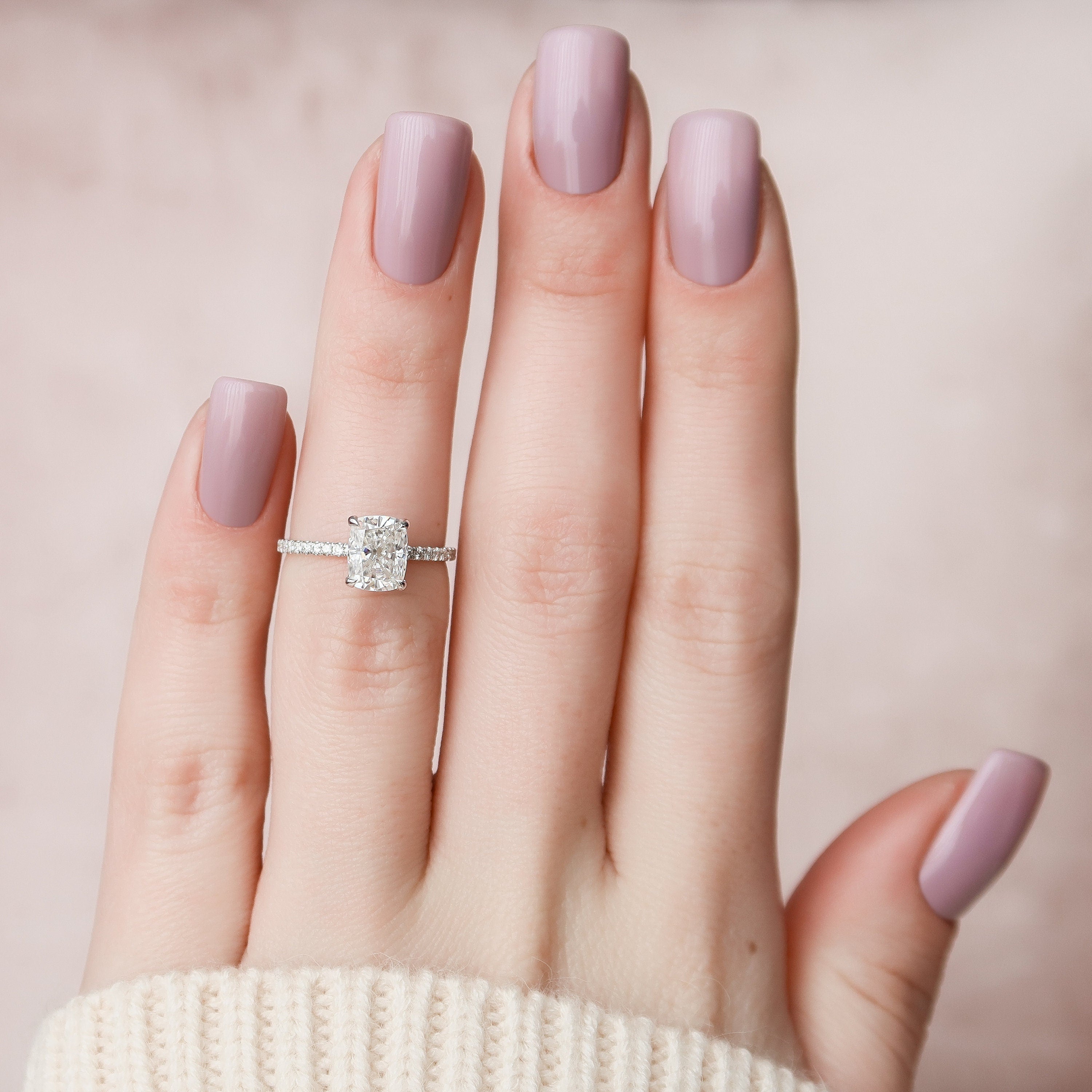 1.5 CT Cushion Hidden Halo Pave Moissanite Engagement Ring 8 1.5 CT Cushion Hidden Halo Pave Moissanite Engagement Ring 8