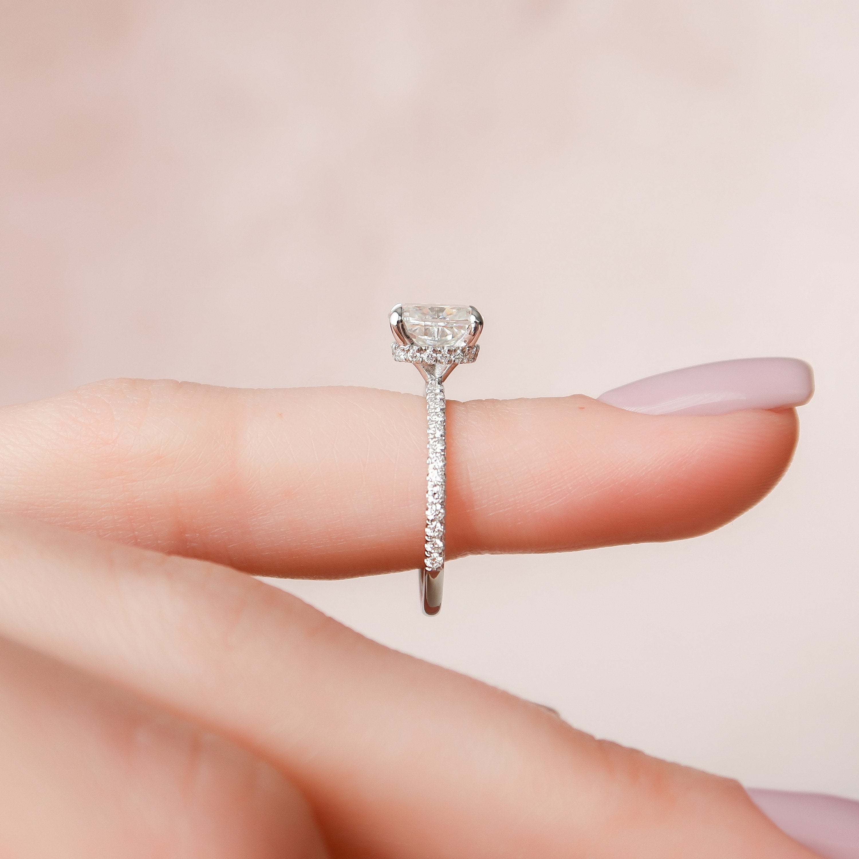 1.5 CT Cushion Hidden Halo Pave Moissanite Engagement Ring 4 1.5 CT Cushion Hidden Halo Pave Moissanite Engagement Ring 4