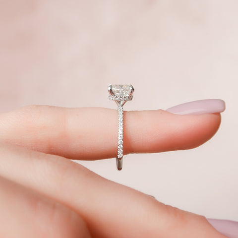 1.5 CT Cushion Hidden Halo Pave Moissanite Engagement Ring 4 1.5 CT Cushion Hidden Halo Pave Moissanite Engagement Ring 4