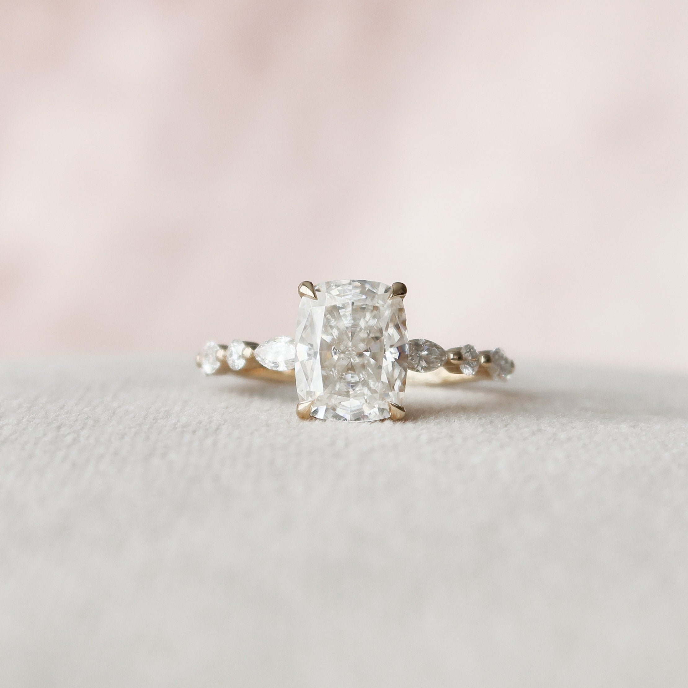 2.50 CT Cushion Cut Pave Setting Moissanite Engagement Ring 5 2.50 CT Cushion Cut Pave Setting Moissanite Engagement Ring 5