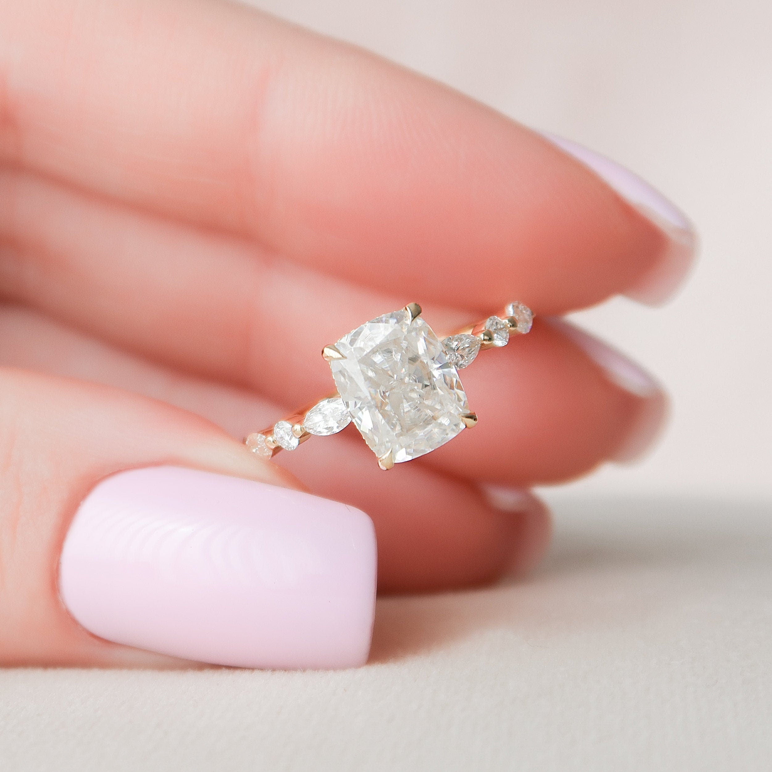 2.50 CT Cushion Cut Pave Setting Moissanite Engagement Ring 1 2.50 CT Cushion Cut Pave Setting Moissanite Engagement Ring 1