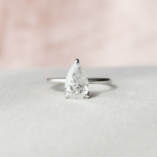 1.50 CT Pear Solitaire Moissanite Engagement Ring 2