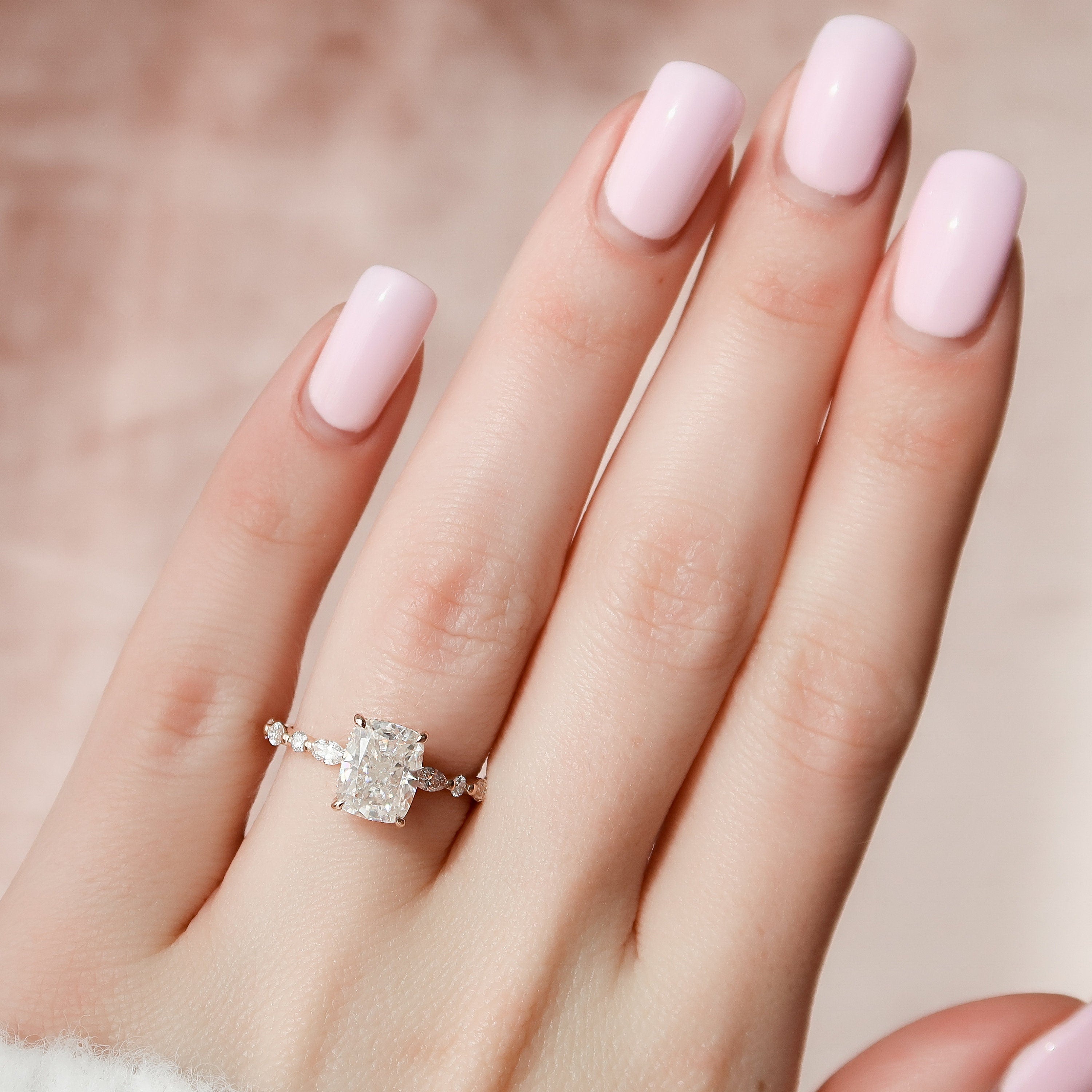 2.50 CT Cushion Cut Pave Setting Moissanite Engagement Ring 9 2.50 CT Cushion Cut Pave Setting Moissanite Engagement Ring 9