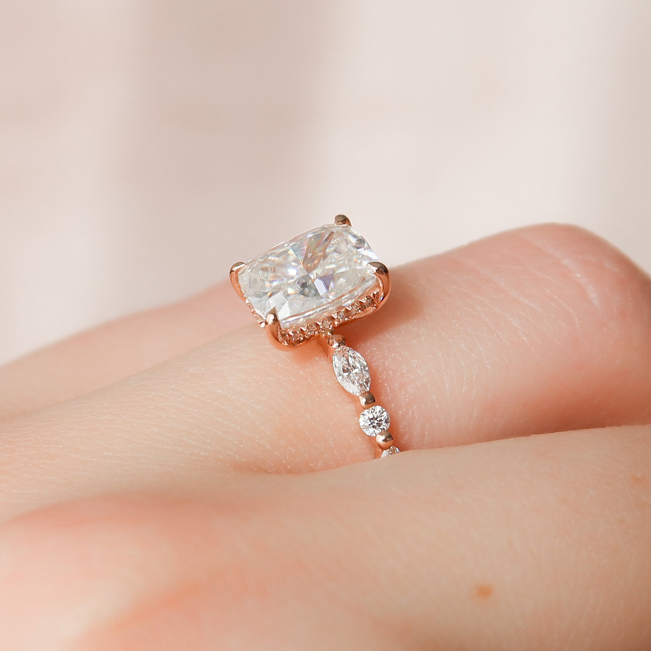2.50 CT Cushion Cut Pave Setting Moissanite Engagement Ring 4 2.50 CT Cushion Cut Pave Setting Moissanite Engagement Ring 4