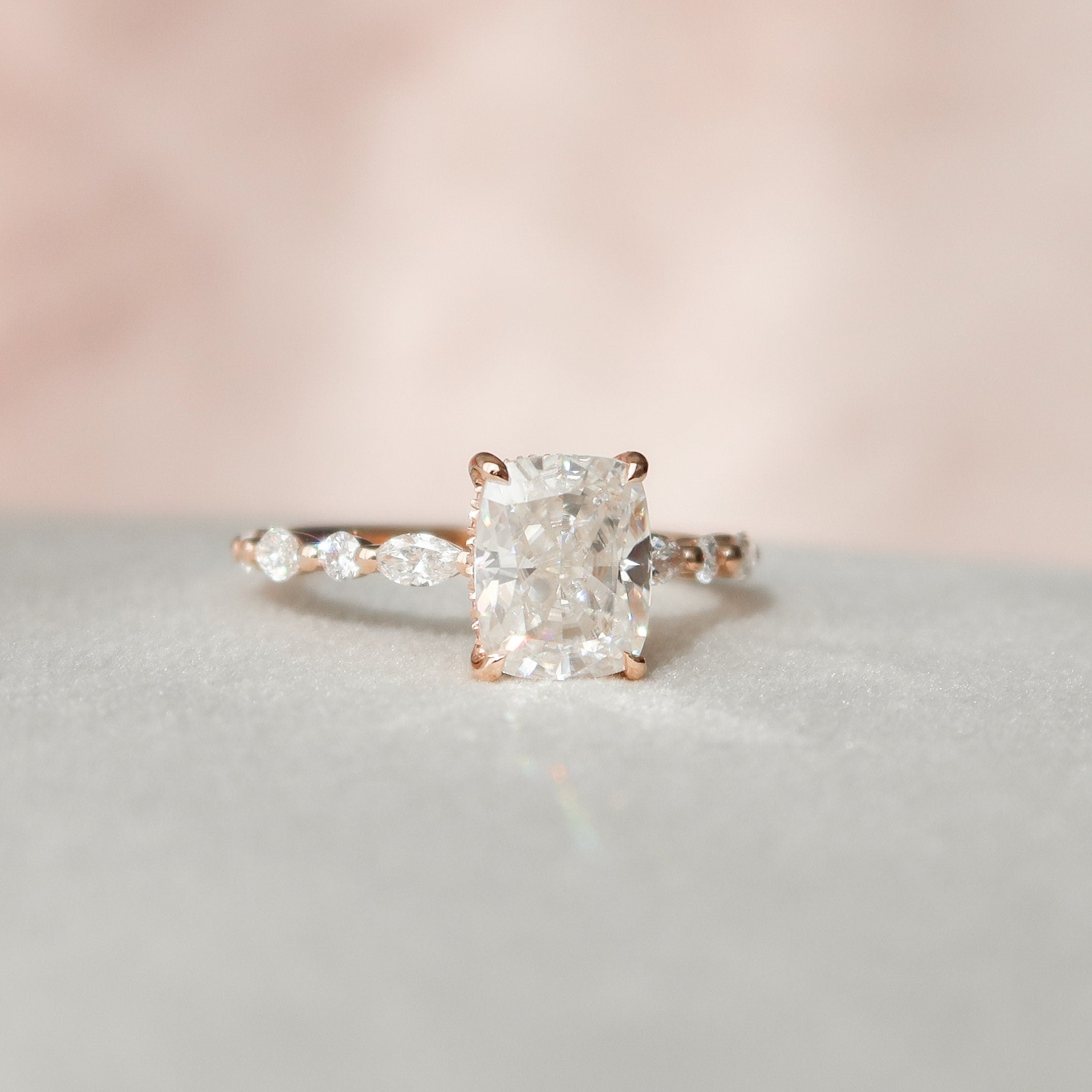 2.50 CT Cushion Cut Pave Setting Moissanite Engagement Ring 8 2.50 CT Cushion Cut Pave Setting Moissanite Engagement Ring 8