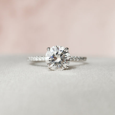 1.5 CT Round Hidden Halo Moissanite Engagement Ring With Pave Setting 4 1.5 CT Round Hidden Halo Moissanite Engagement Ring With Pave Setting 4