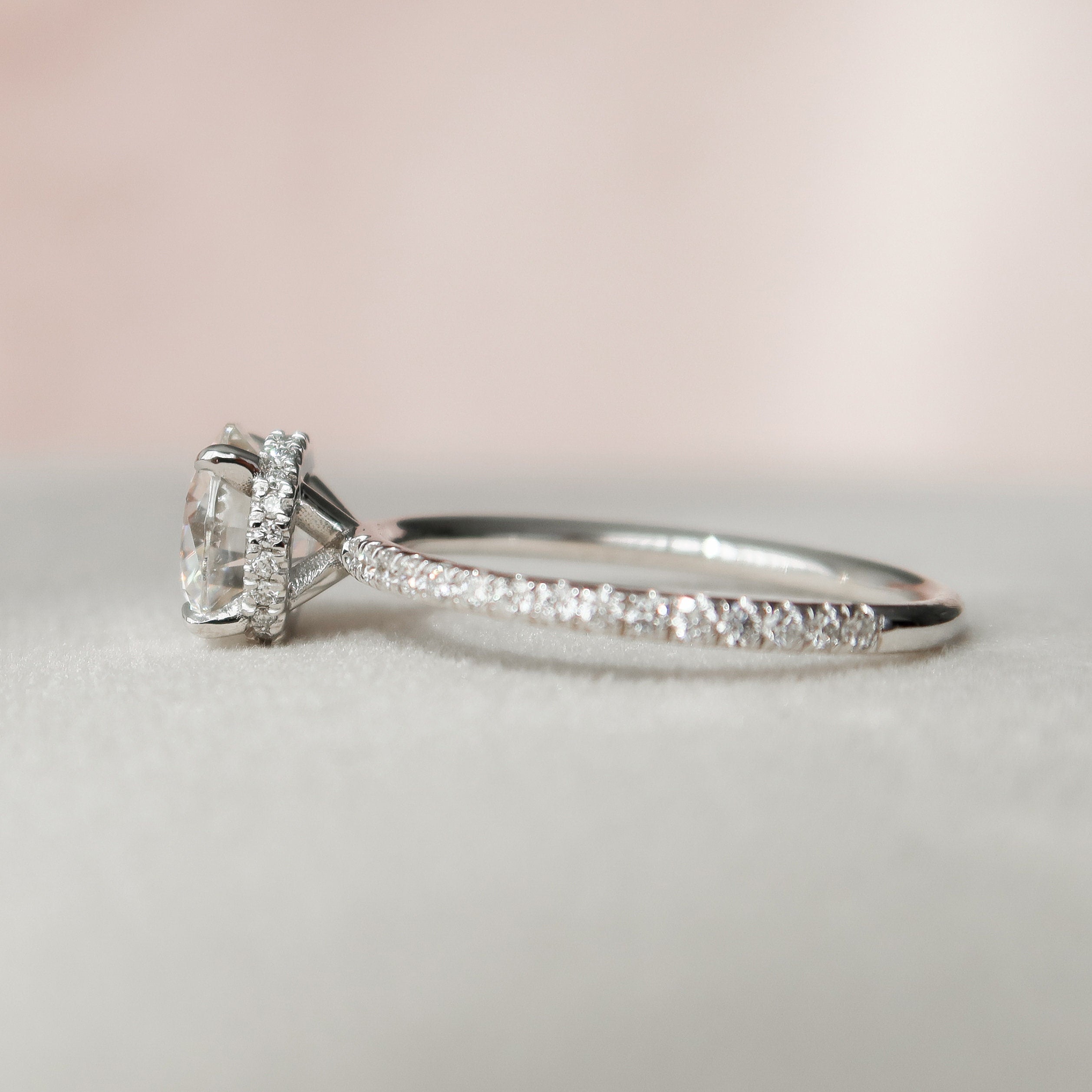 1.5 CT Round Hidden Halo Moissanite Engagement Ring With Pave Setting 2 1.5 CT Round Hidden Halo Moissanite Engagement Ring With Pave Setting 2
