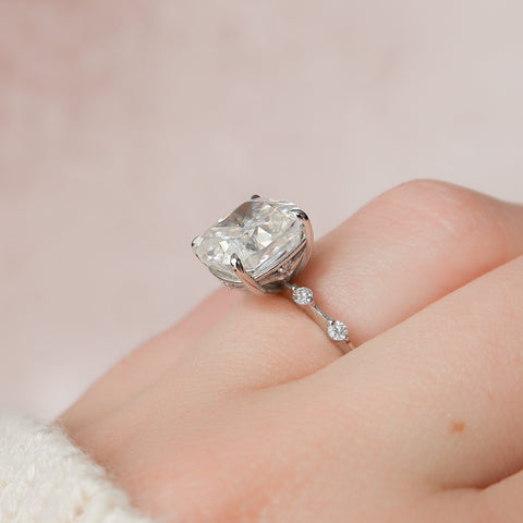 5.0 CT Cushion Dainty Pave Setting Moissanite Engagement Ring 4 5.0 CT Cushion Dainty Pave Setting Moissanite Engagement Ring 4