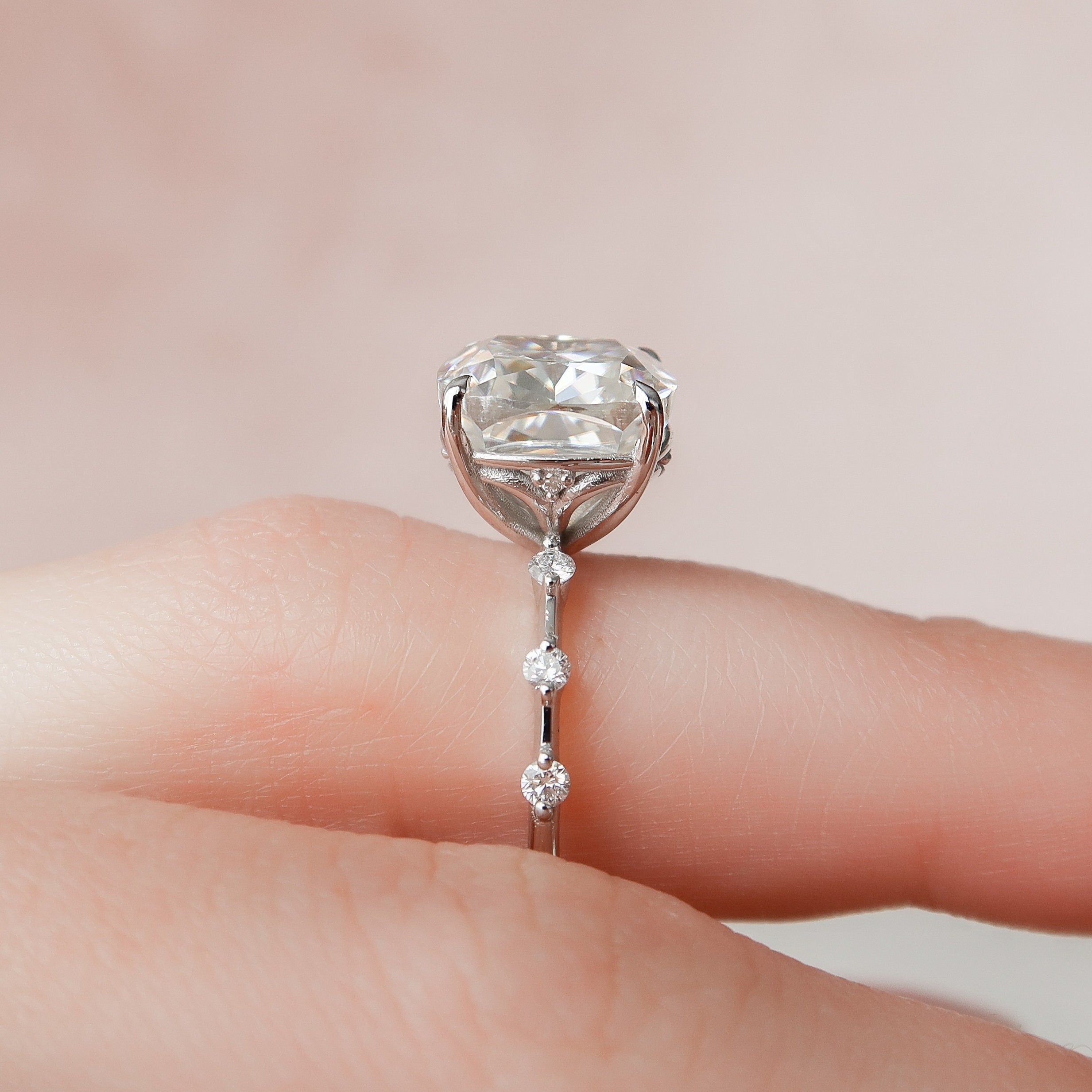 5.0 CT Cushion Dainty Pave Setting Moissanite Engagement Ring 5 5.0 CT Cushion Dainty Pave Setting Moissanite Engagement Ring 5