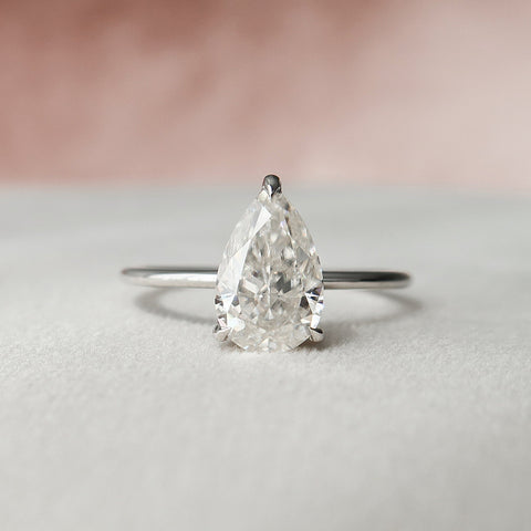 2.0 CT Pear Solitaire & Hidden Halo Style Moissanite Engagement Ring 7 2.0 CT Pear Solitaire & Hidden Halo Style Moissanite Engagement Ring 7