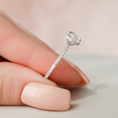 1.5 CT Round Hidden Halo Moissanite Engagement Ring With Pave Setting 5 1.5 CT Round Hidden Halo Moissanite Engagement Ring With Pave Setting 5
