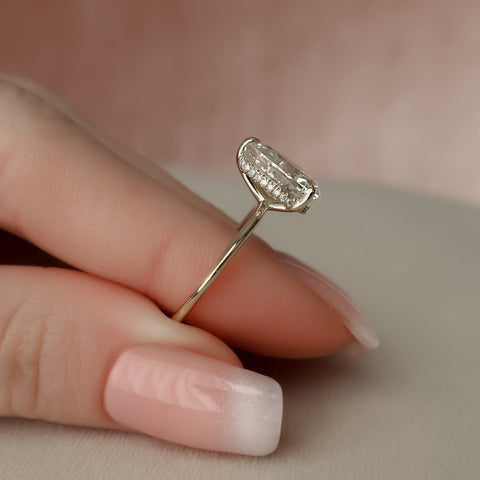 2.0 CT Pear Solitaire & Hidden Halo Style Moissanite Engagement Ring 9 2.0 CT Pear Solitaire & Hidden Halo Style Moissanite Engagement Ring 9