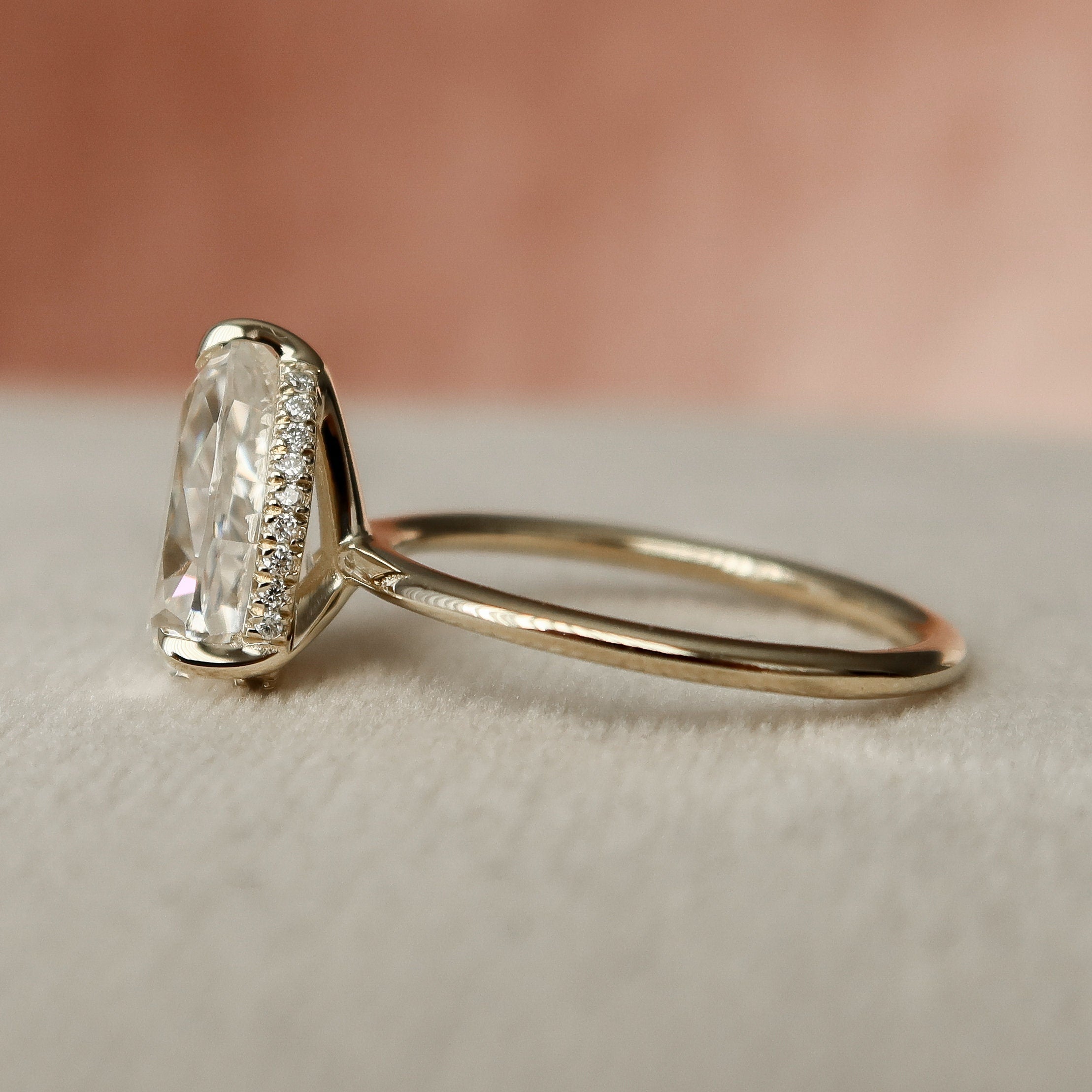 2.0 CT Pear Solitaire & Hidden Halo Style Moissanite Engagement Ring 6 2.0 CT Pear Solitaire & Hidden Halo Style Moissanite Engagement Ring 6