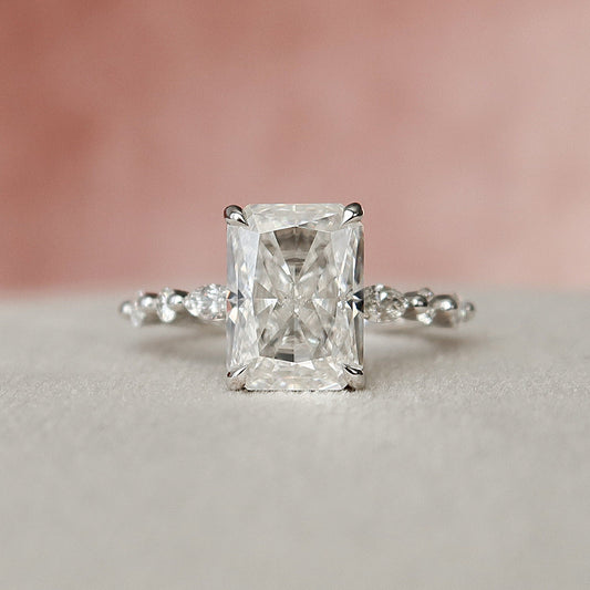 3.50 CT Radiant Pave Setting Moissanite Engagement Ring 2