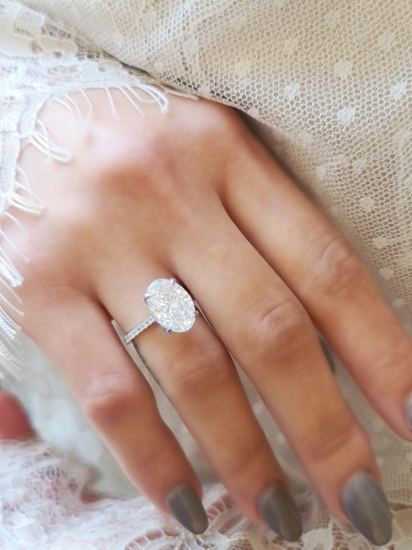 Oval Pave Lab Grown Diamond Engagement Ring