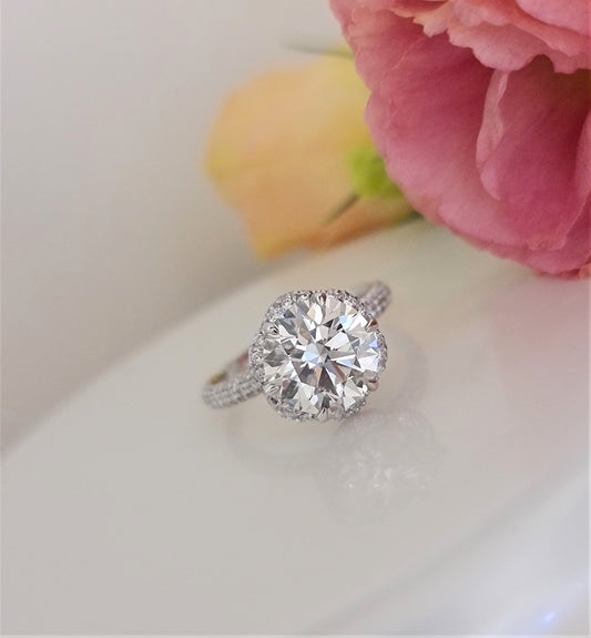 Round Pave Lab Grown Diamond Engagement Ring