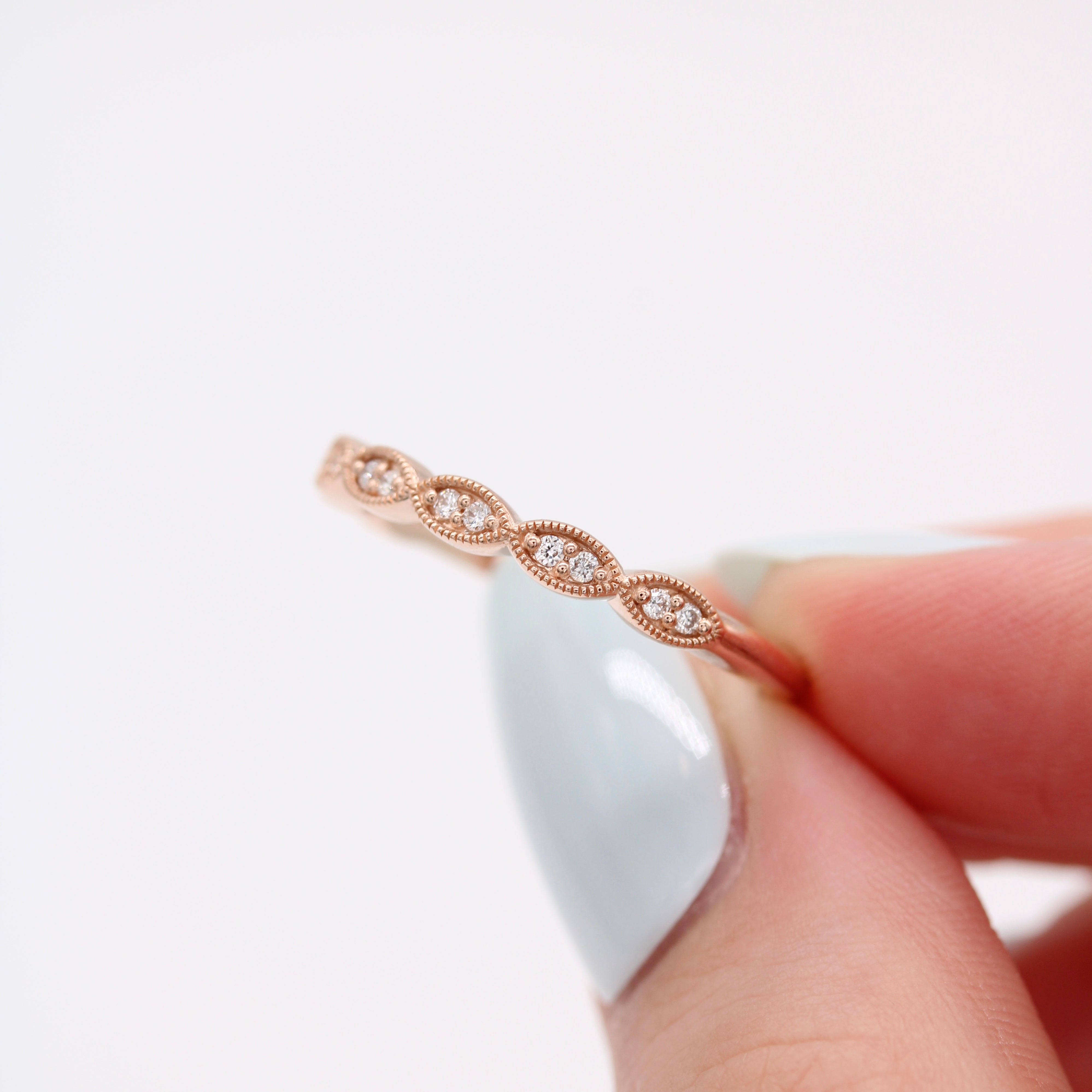 0.10 TCW Round Cut Milgrain Style Moissanite Wedding Band 4 0.10 TCW Round Cut Milgrain Style Moissanite Wedding Band 4