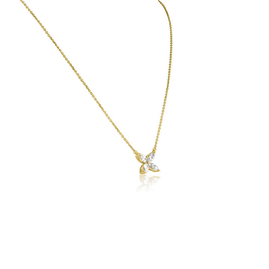 0.37 TCW Marquise Cut Flower Moissanite Necklace