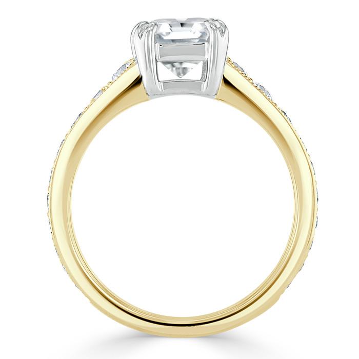 1.5 CT Cushion Cut Solitaire Channel Pave Moissanite Engagement Ring 5 1.5 CT Cushion Cut Solitaire Channel Pave Moissanite Engagement Ring 5