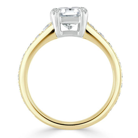 1.5 CT Cushion Cut Solitaire Channel Pave Moissanite Engagement Ring 5 1.5 CT Cushion Cut Solitaire Channel Pave Moissanite Engagement Ring 5