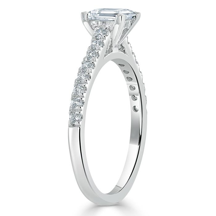 1.0 CT Princess Cut Solitaire Pave Setting Moissanite Engagement Ring 3 1.0 CT Princess Cut Solitaire Pave Setting Moissanite Engagement Ring 3