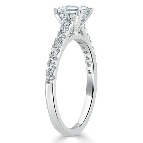 1.0 CT Princess Cut Solitaire Pave Setting Moissanite Engagement Ring 3 1.0 CT Princess Cut Solitaire Pave Setting Moissanite Engagement Ring 3