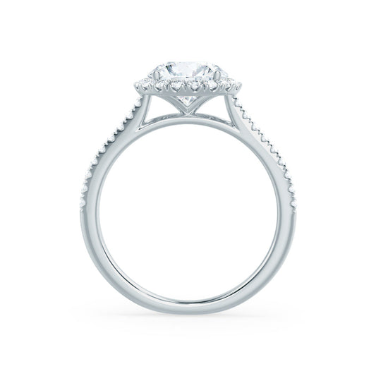 Round Halo & Pave Cathedral Lab Grown Diamond Engagement Ring
