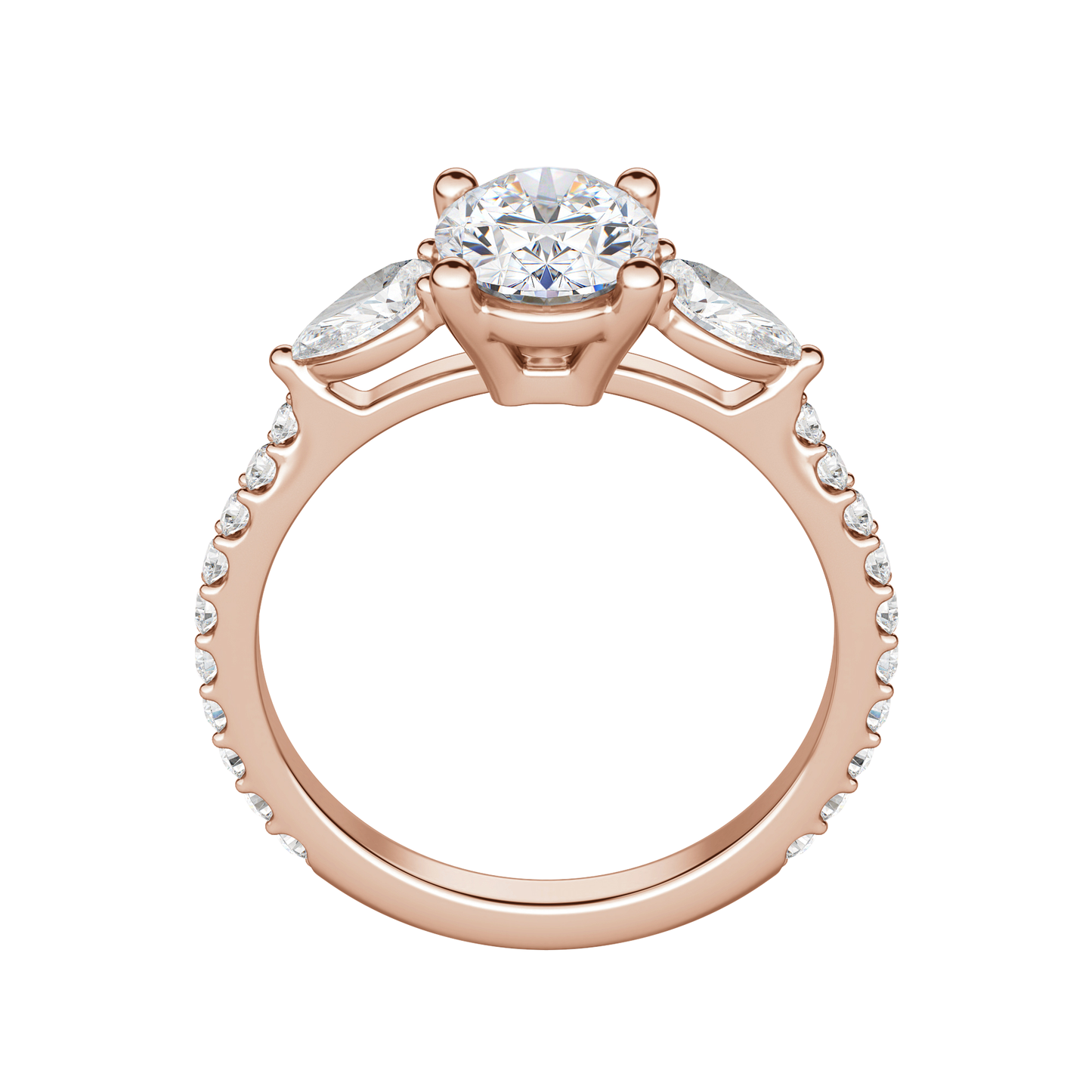 2.10 CT Oval Cut 3 Stone Moissanite Engagement Ring 13