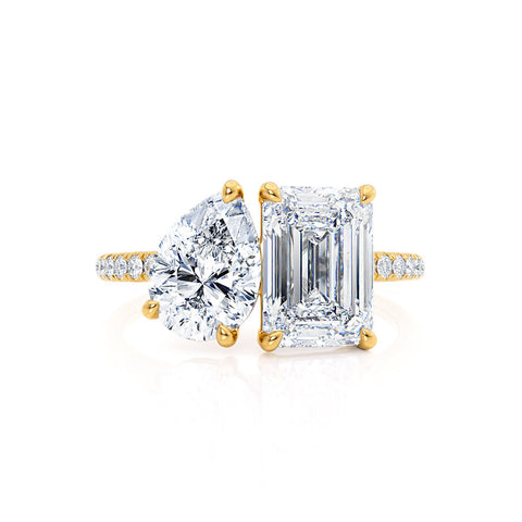 1.75 CT Emerald & 1.20 CT Pear Moissanite Two Stones Engagement Ring 2 1.75 CT Emerald & 1.20 CT Pear Moissanite Two Stones Engagement Ring 2